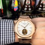 Best Replica Patek Philippe Tourbillon Watches 40mm Rose Gold and White